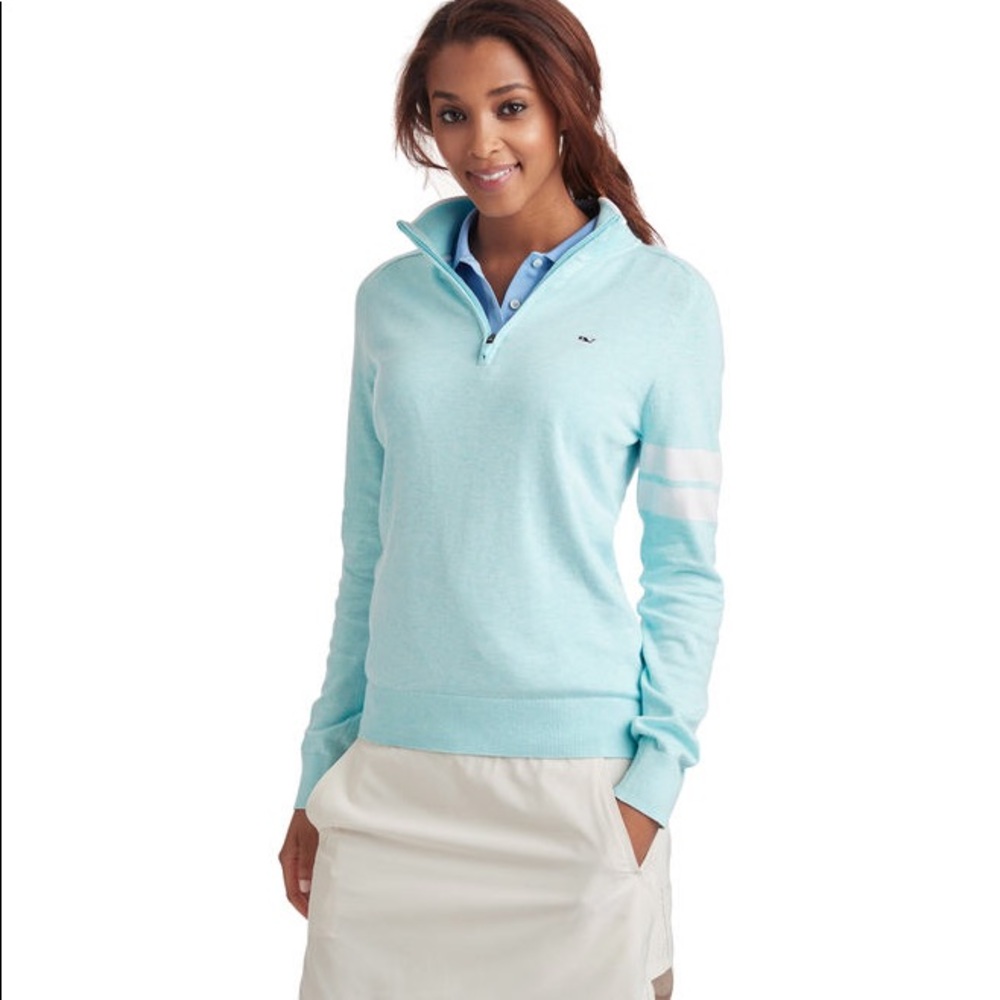 WHITE vineyard vines zip up 1/4 zip sweater